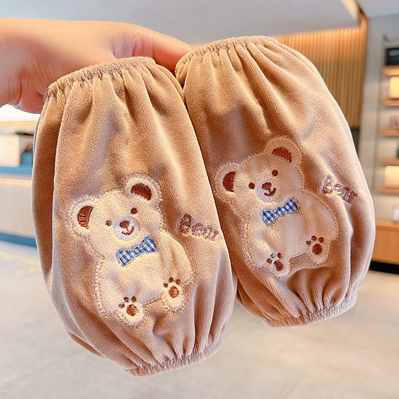 Manșete pentru copii cu design desen animat, material pânză, finisaj brodat, antifouling; pentru toamnă-iarna-primăvara; vârste 1–13