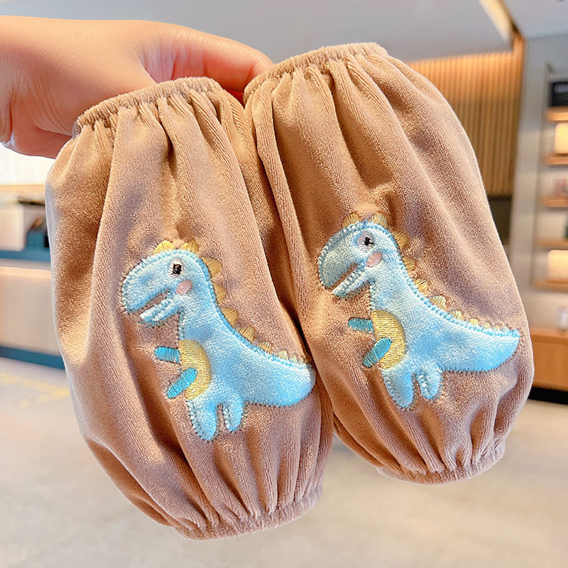 Manșete pentru copii cu design desen animat, material pânză, finisaj brodat, antifouling; pentru toamnă-iarna-primăvara; vârste 1–13