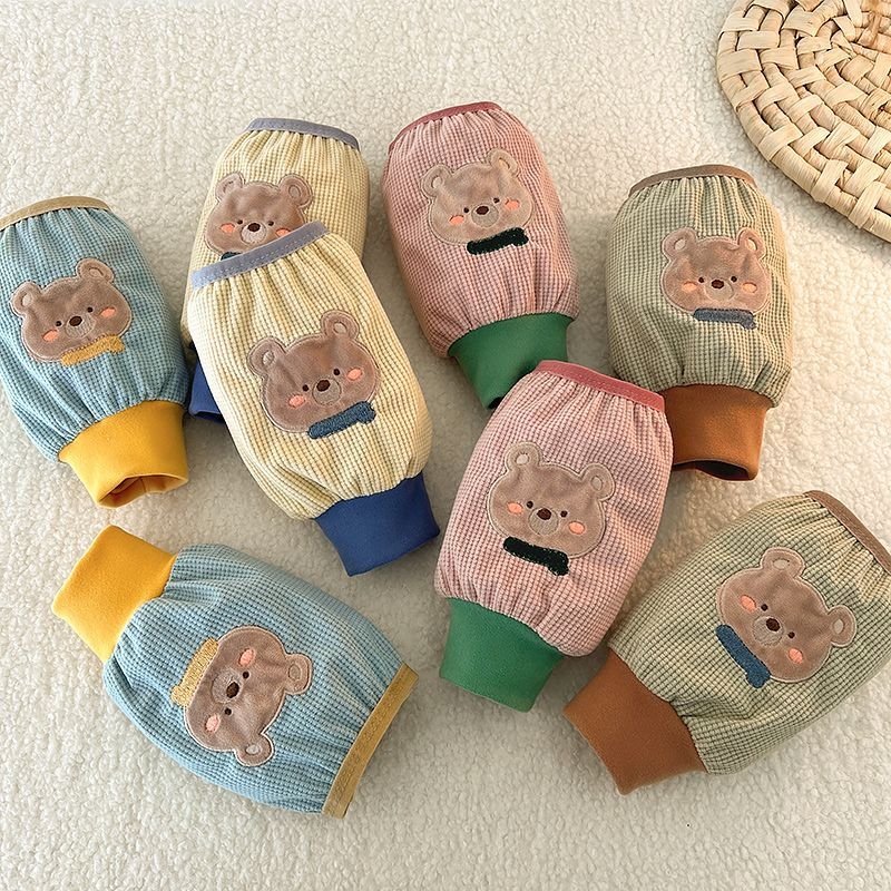 Gyerekeknek szóló velúr ujjvédők, egyszínű, meleg, uniszex, 3–8 évesek, tavaszi használatra