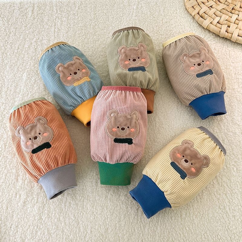 Gyerekeknek szóló velúr ujjvédők, egyszínű, meleg, uniszex, 3–8 évesek, tavaszi használatra