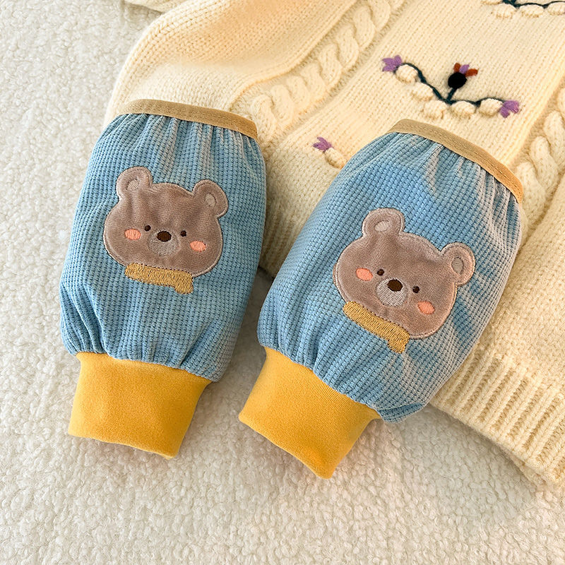 Gyerekeknek szóló velúr ujjvédők, egyszínű, meleg, uniszex, 3–8 évesek, tavaszi használatra