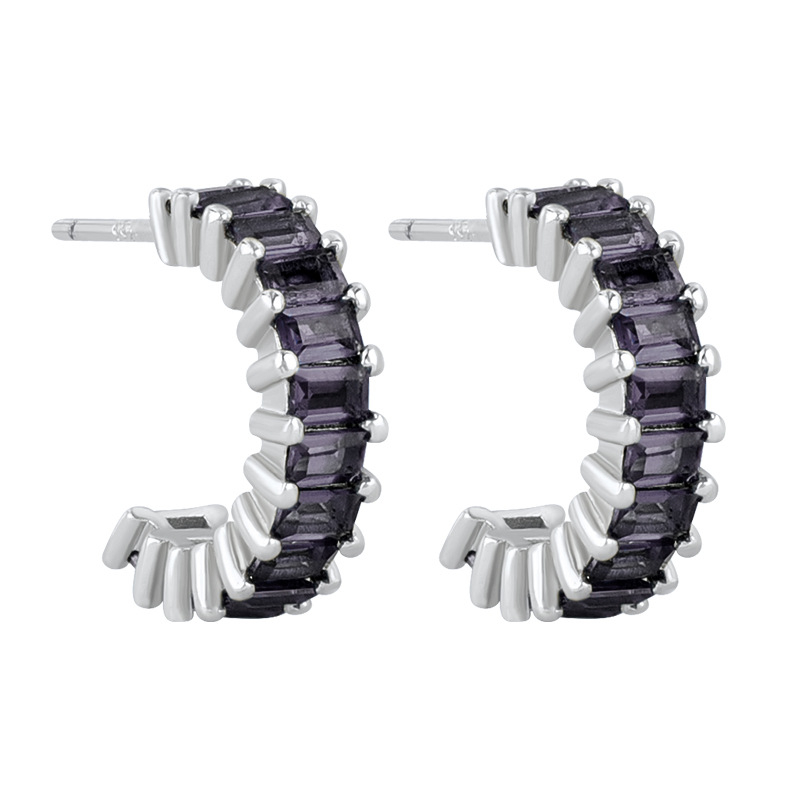 925 ezüst fülbevaló tű és réz alap, gyémánt-beállítás, geometriai U-alakú design, klasszikus női stílus