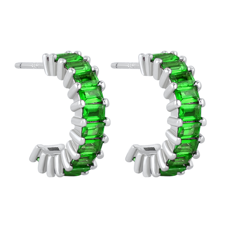 925 ezüst fülbevaló tű és réz alap, gyémánt-beállítás, geometriai U-alakú design, klasszikus női stílus