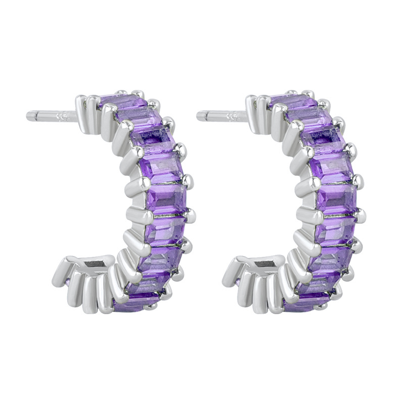 925 ezüst fülbevaló tű és réz alap, gyémánt-beállítás, geometriai U-alakú design, klasszikus női stílus