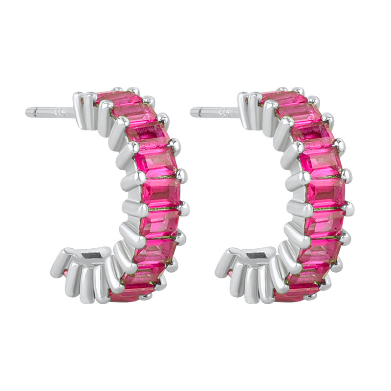 925 ezüst fülbevaló tű és réz alap, gyémánt-beállítás, geometriai U-alakú design, klasszikus női stílus