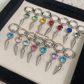 Geometriai rozsdamentes acél fülbevalók gyémánt díszítéssel, uniszex