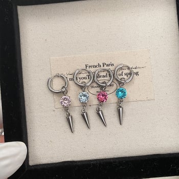 Geometriai rozsdamentes acél fülbevalók gyémánt díszítéssel, uniszex