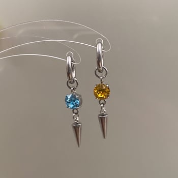 Geometriai rozsdamentes acél fülbevalók gyémánt díszítéssel, uniszex