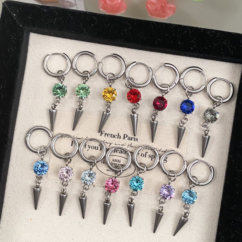 Geometriai rozsdamentes acél fülbevalók gyémánt díszítéssel, uniszex