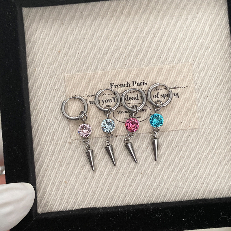 Geometriai rozsdamentes acél fülbevalók gyémánt díszítéssel, uniszex