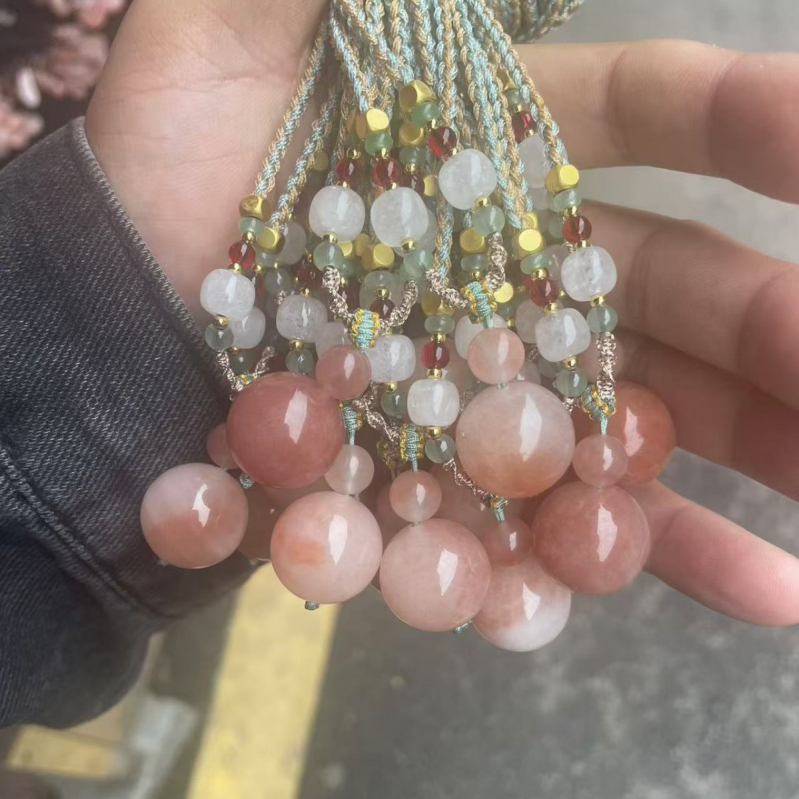 Fortune Jewelry privjesak, svilen nefrit Peach Blossom Brew, Prirodni kamen, Čistoća VVS, Geometrijski oblik, Novi kineski stil, Prilagodba dostupna