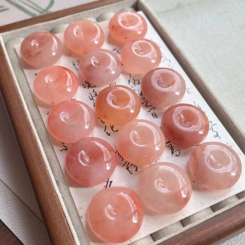Fortune Jewelry privjesak, svilen nefrit Peach Blossom Brew, Prirodni kamen, Čistoća VVS, Geometrijski oblik, Novi kineski stil, Prilagodba dostupna