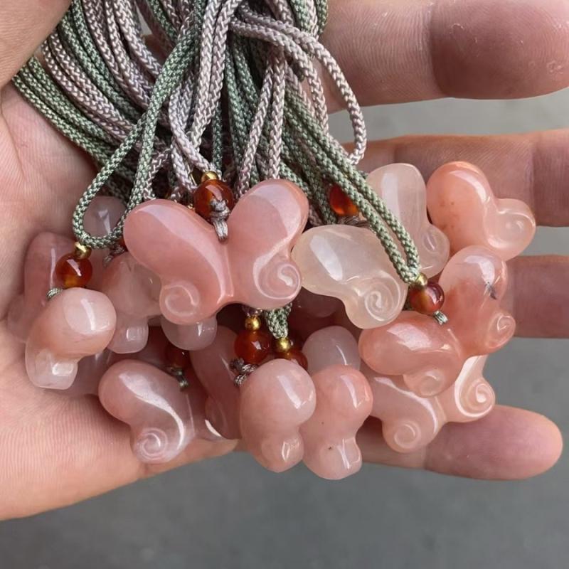 Fortune Jewelry privjesak, svilen nefrit Peach Blossom Brew, Prirodni kamen, Čistoća VVS, Geometrijski oblik, Novi kineski stil, Prilagodba dostupna