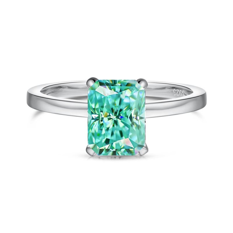 Moissanito žiedas su geometrine forma iš 925 sidabro, elektroplakavimas, moterims