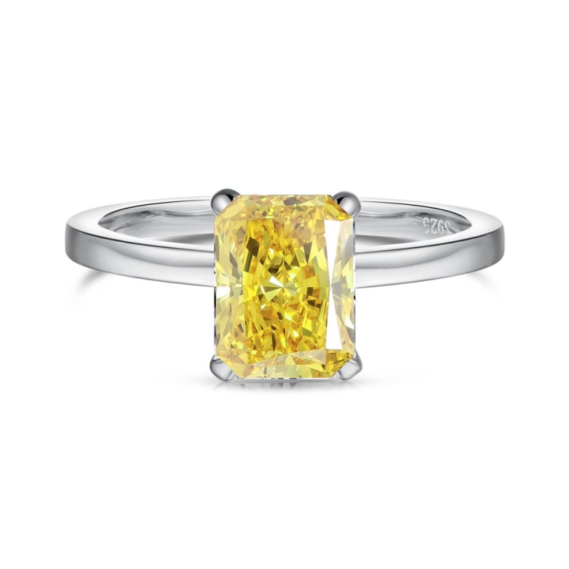 Moissanito žiedas su geometrine forma iš 925 sidabro, elektroplakavimas, moterims