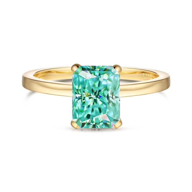 Moissanito žiedas su geometrine forma iš 925 sidabro, elektroplakavimas, moterims