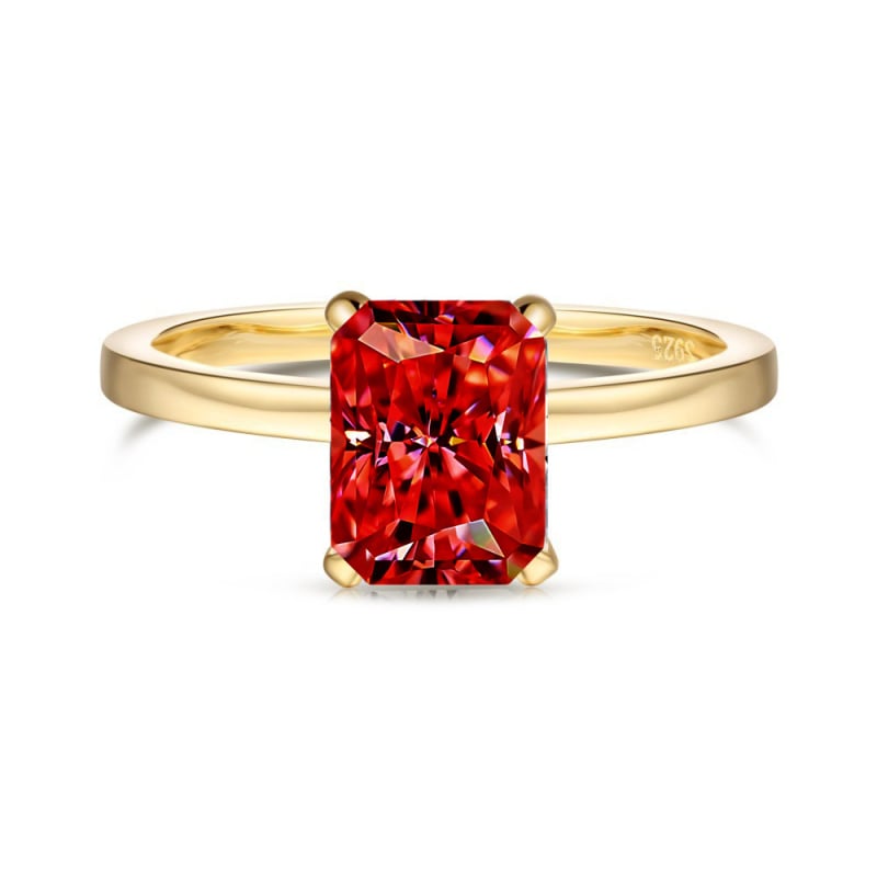 Moissanito žiedas su geometrine forma iš 925 sidabro, elektroplakavimas, moterims