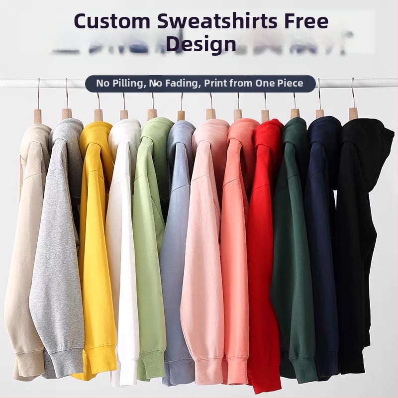 Medvilninis džemperis su gobtuvu, ilgomis rankovėmis, stora medžiaga, pritaikytas logotipo atspaudas klasės uniformai, rudens-žiema