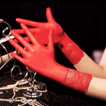 Дантелени ръкавици от мерсеризирана коприна, декоративни за жени