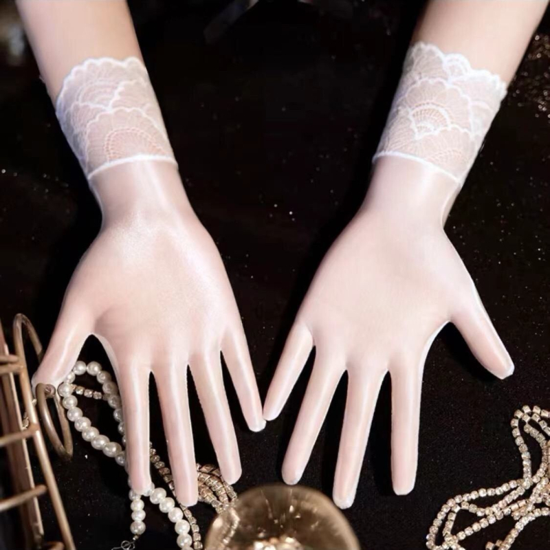 Дантелени ръкавици от мерсеризирана коприна, декоративни за жени