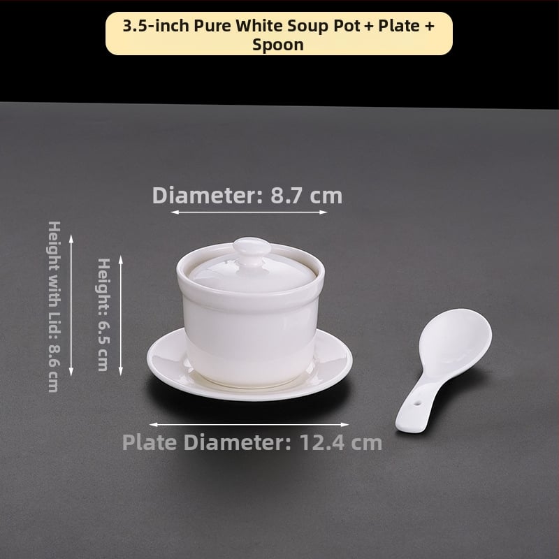 Portselanist kauss hotellidele, kaasaegse minimalistliku disainiga; sobib suppidele, hautistele ja aurutatud munadele; ärikingitus