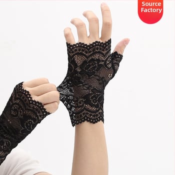 Дантелени ръкавици с полупалци за сватбена фотосесия, женски, декоративни, стил: полупалци, материал: дантела