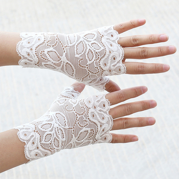Дантелени ръкавици с полупалци за сватбена фотосесия, женски, декоративни, стил: полупалци, материал: дантела