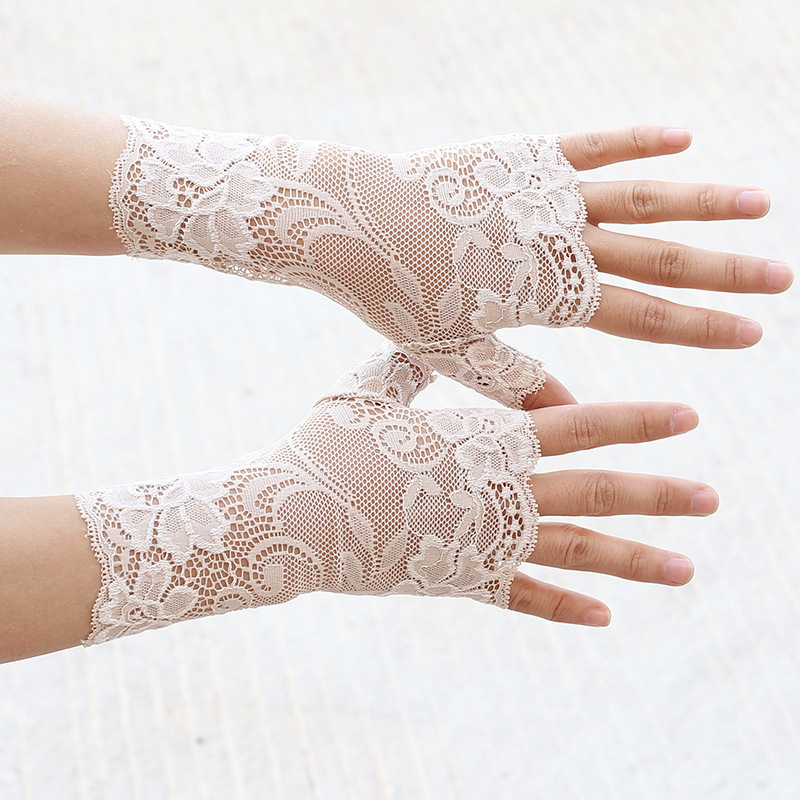 Дантелени ръкавици с полупалци за сватбена фотосесия, женски, декоративни, стил: полупалци, материал: дантела