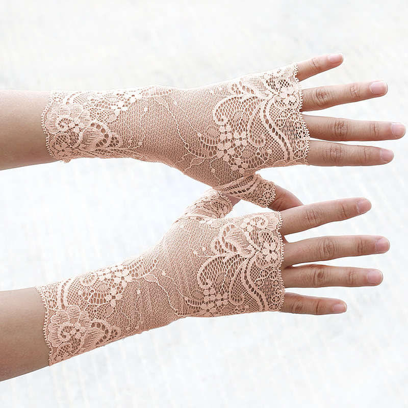 Дантелени ръкавици с полупалци за сватбена фотосесия, женски, декоративни, стил: полупалци, материал: дантела
