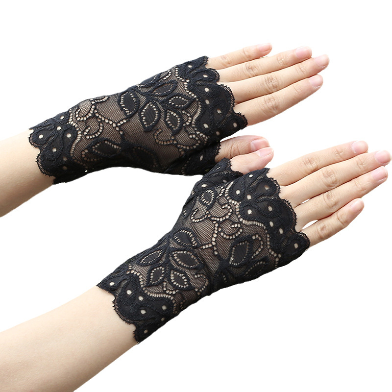 Дантелени ръкавици с полупалци за сватбена фотосесия, женски, декоративни, стил: полупалци, материал: дантела