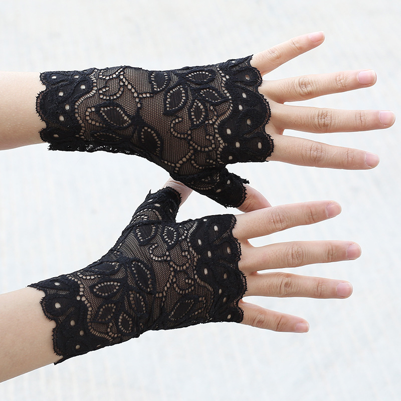 Дантелени ръкавици с полупалци за сватбена фотосесия, женски, декоративни, стил: полупалци, материал: дантела