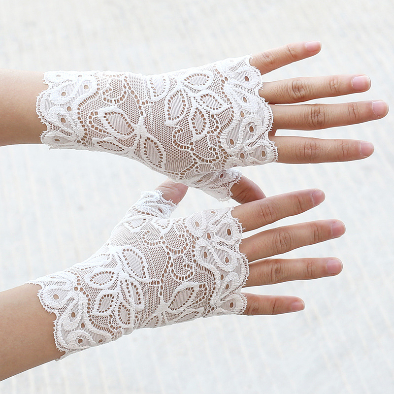 Дантелени ръкавици с полупалци за сватбена фотосесия, женски, декоративни, стил: полупалци, материал: дантела