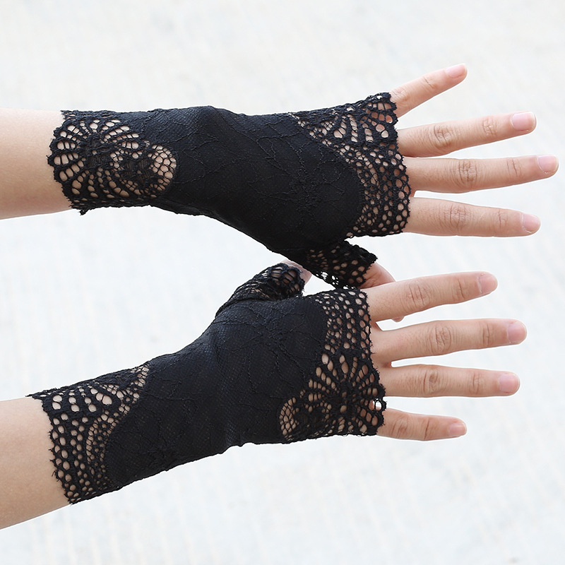 Дантелени ръкавици с полупалци за сватбена фотосесия, женски, декоративни, стил: полупалци, материал: дантела