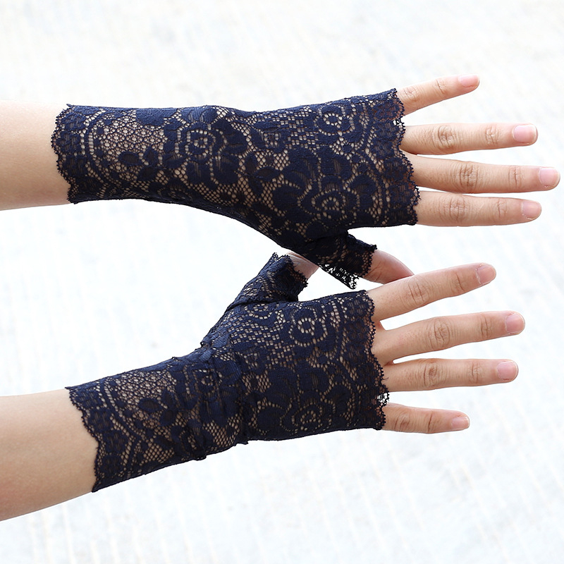 Дантелени ръкавици с полупалци за сватбена фотосесия, женски, декоративни, стил: полупалци, материал: дантела