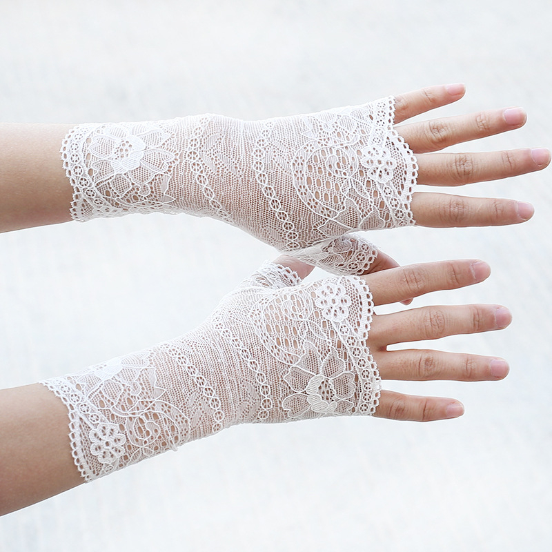 Дантелени ръкавици с полупалци за сватбена фотосесия, женски, декоративни, стил: полупалци, материал: дантела