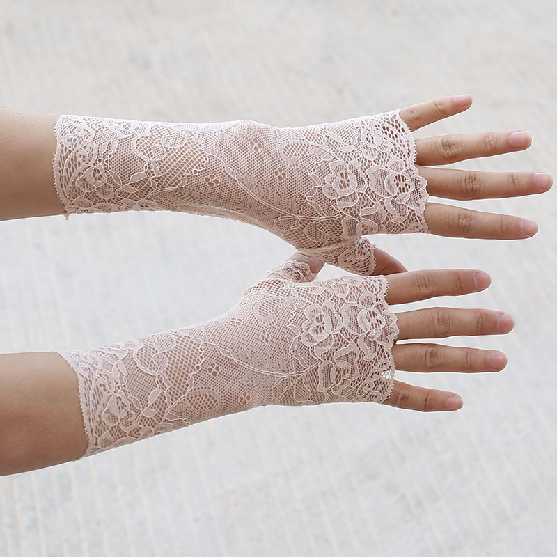 Дантелени ръкавици с полупалци за сватбена фотосесия, женски, декоративни, стил: полупалци, материал: дантела