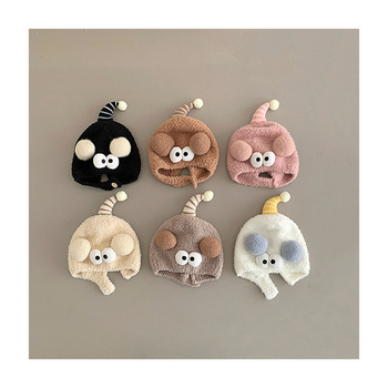 Téli pamut plüss baba sapka fülvédővel, kupola alakú fejfedő, szélvédett, 6–12 hónapos és 1–2 éves korig