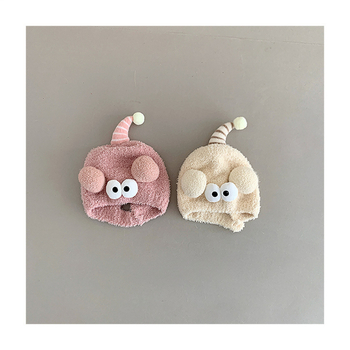 Téli pamut plüss baba sapka fülvédővel, kupola alakú fejfedő, szélvédett, 6–12 hónapos és 1–2 éves korig