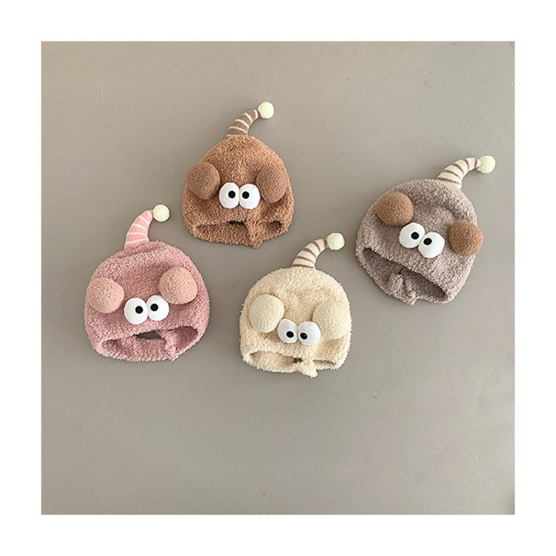 Téli pamut plüss baba sapka fülvédővel, kupola alakú fejfedő, szélvédett, 6–12 hónapos és 1–2 éves korig