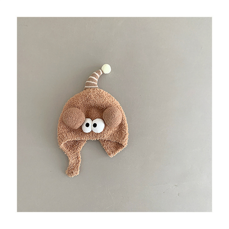 Téli pamut plüss baba sapka fülvédővel, kupola alakú fejfedő, szélvédett, 6–12 hónapos és 1–2 éves korig