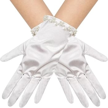 Булчински ръкавици с перли и мъниста — къс стил, оригинален дизайн за жени