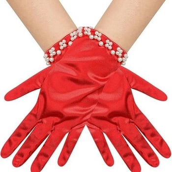 Булчински ръкавици с перли и мъниста — къс стил, оригинален дизайн за жени