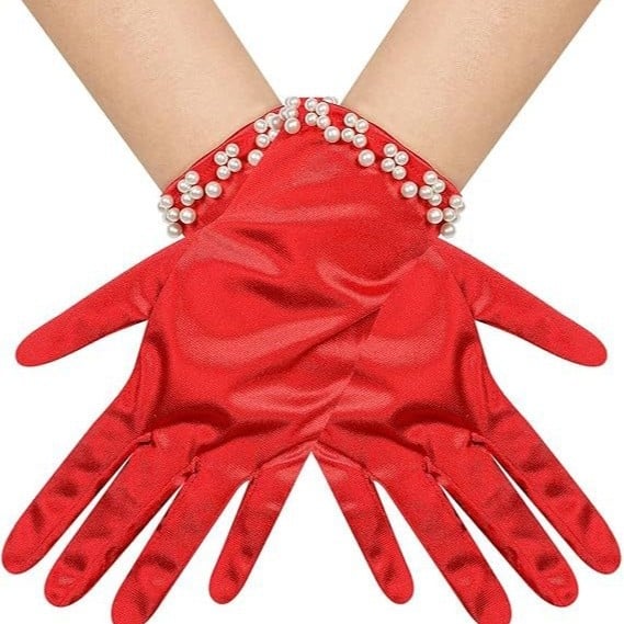 Булчински ръкавици с перли и мъниста — къс стил, оригинален дизайн за жени