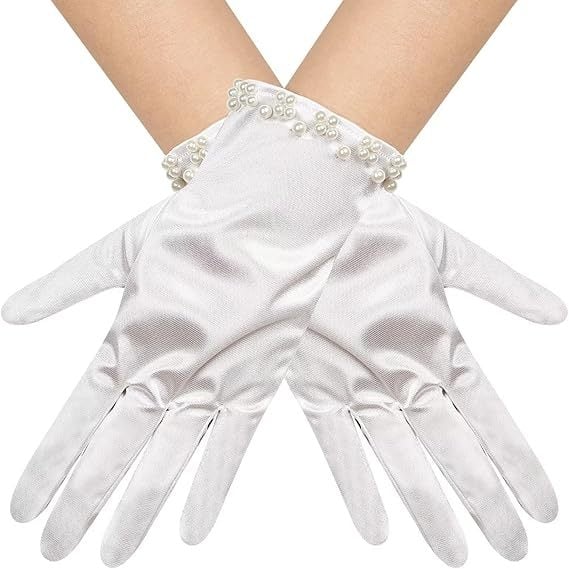 Булчински ръкавици с перли и мъниста — къс стил, оригинален дизайн за жени