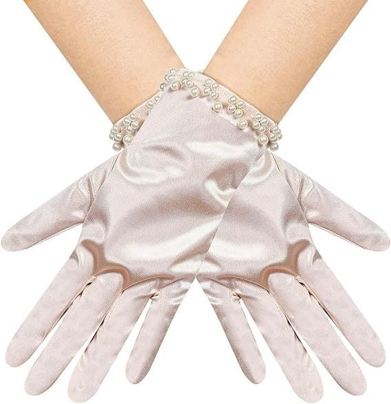Булчински ръкавици с перли и мъниста — къс стил, оригинален дизайн за жени