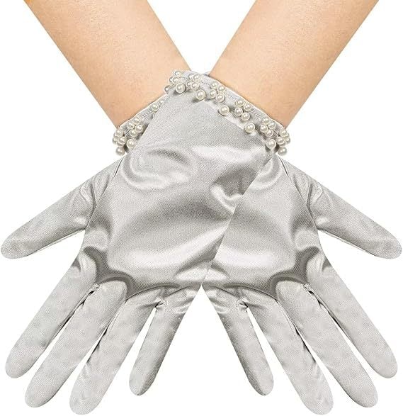 Булчински ръкавици с перли и мъниста — къс стил, оригинален дизайн за жени