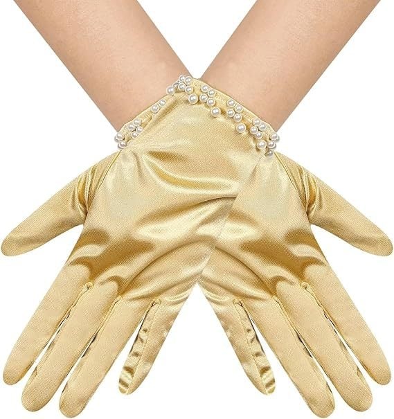 Булчински ръкавици с перли и мъниста — къс стил, оригинален дизайн за жени