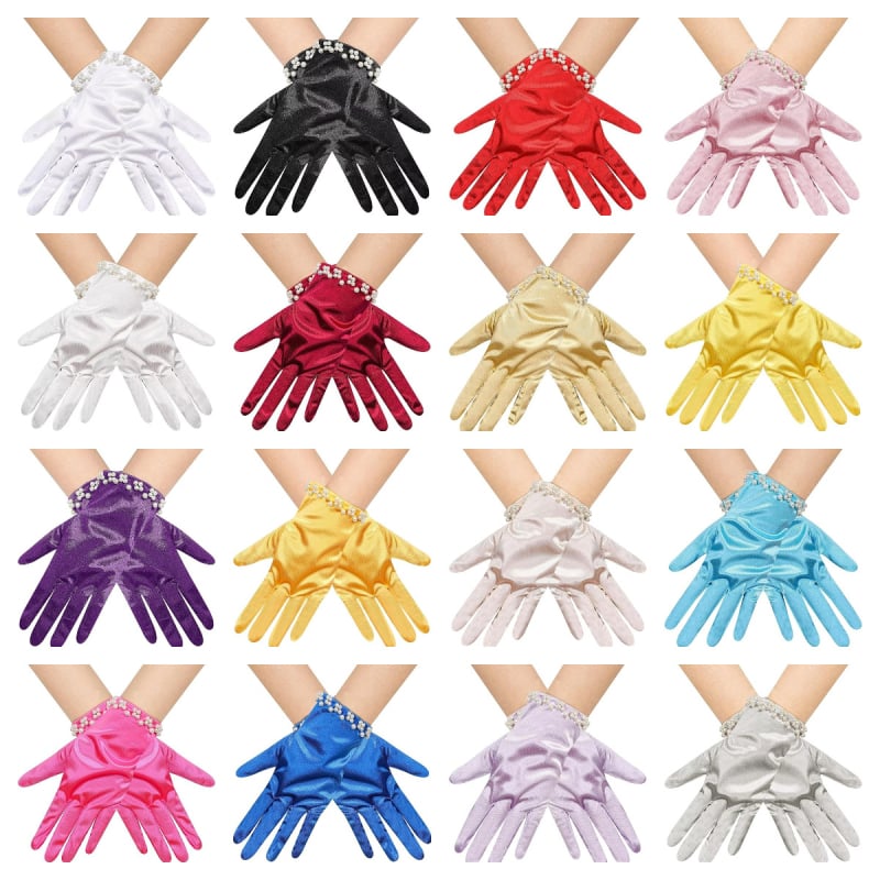 Булчински ръкавици с перли и мъниста — къс стил, оригинален дизайн за жени