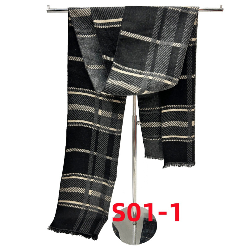 Muški šal - imitacija kašmira, Warp knitting, termalno, zima 2024, srednja duljina