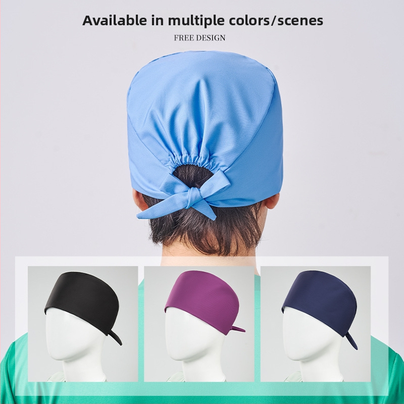 Chirurgická čiapka z bavlny, unisex, plochý vrch, priedušná a odvádza vlhkosť